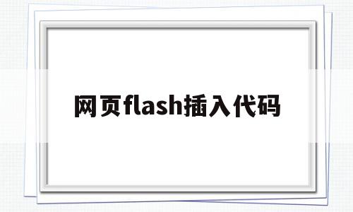 网页flash插入代码(flash代码片段怎么打开)