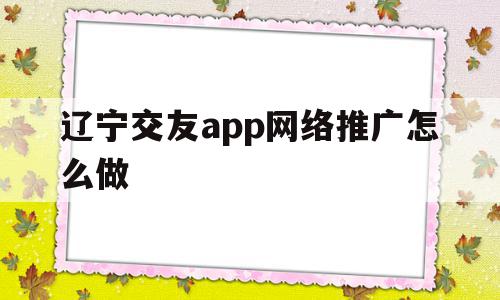 辽宁交友app网络推广怎么做(辽宁交友app网络推广怎么做的)