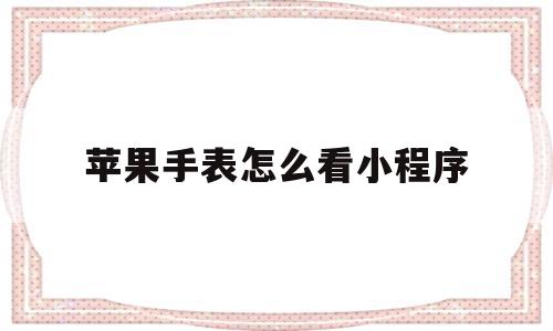 苹果手表怎么看小程序(苹果手表怎么看小程序内容)