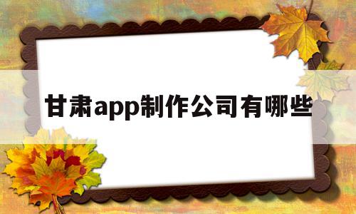 甘肃app制作公司有哪些(甘肃app制作公司有哪些公司)