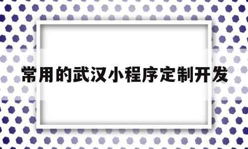 常用的武汉小程序定制开发(武汉微信小程序开发公司哪家好?)