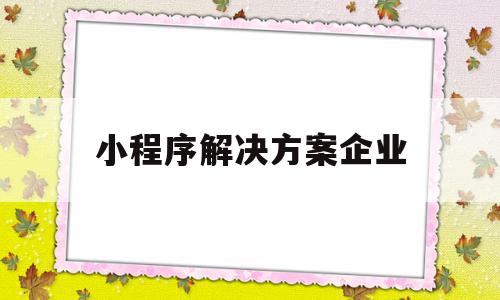 小程序解决方案企业(小程序解决方案企业怎么写)