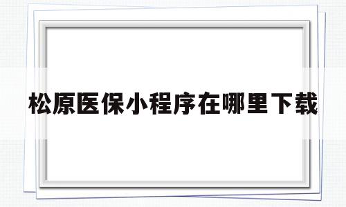 松原医保小程序在哪里下载(怎样找到吉林松原医保公众号)