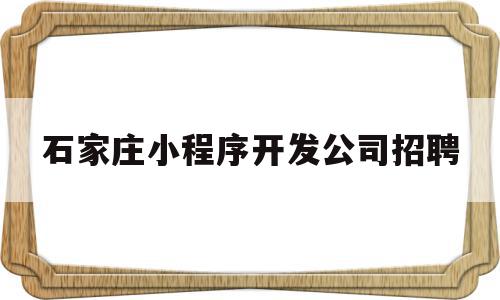 石家庄小程序开发公司招聘(石家庄小程序开发公司招聘信息)