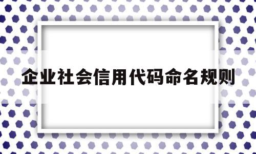 企业社会信用代码命名规则(企业社会信用代码命名规则是什么)