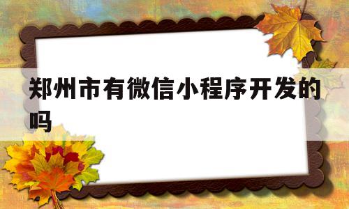 郑州市有微信小程序开发的吗(郑州市有微信小程序开发的吗现在)