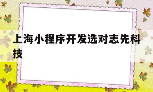 上海小程序开发选对志先科技的简单介绍