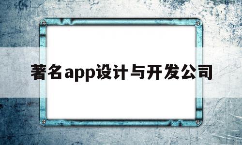 著名app设计与开发公司的简单介绍