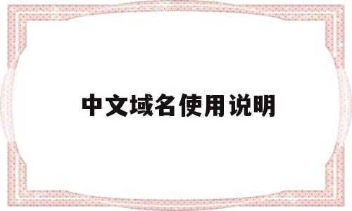 中文域名使用说明(中文域名是什么意思)