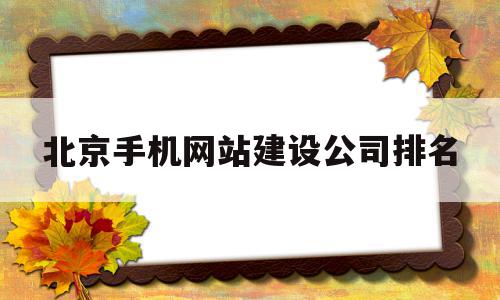 北京手机网站建设公司排名(北京手机网站建设公司排名榜)