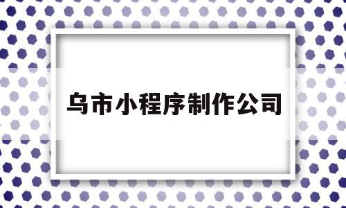 乌市小程序制作公司(专业制作小程序的公司)