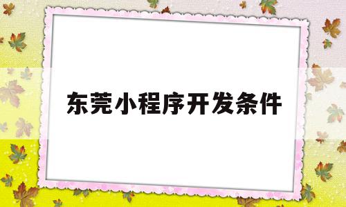 东莞小程序开发条件(东莞微信小程序开发公司报价)