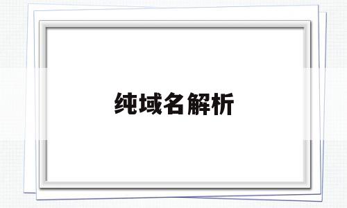 纯域名解析(域名解析两种方法)