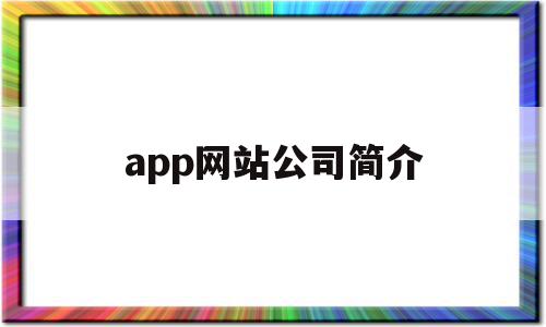 app网站公司简介(app网站公司简介怎么写)