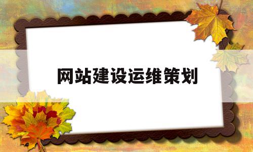 网站建设运维策划(宁波网站建设方案策划)