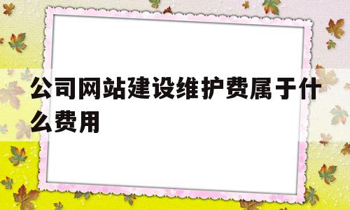 公司网站建设维护费属于什么费用(公司网站建设维护费属于什么费用类型)