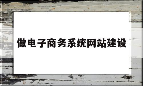 做电子商务系统网站建设(电子商务网站建设的基本要求)