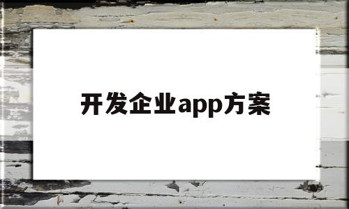 开发企业app方案(开发企业app方案怎么写)