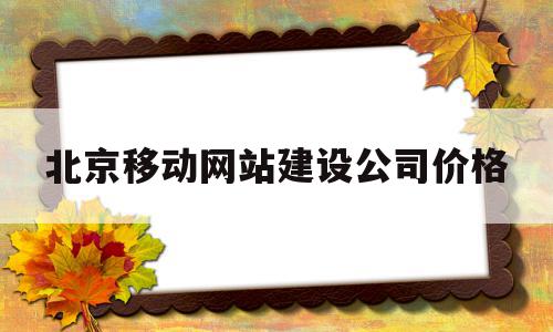 包含北京移动网站建设公司价格的词条