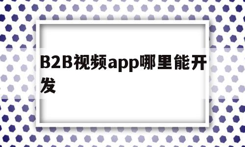 关于B2B视频app哪里能开发的信息