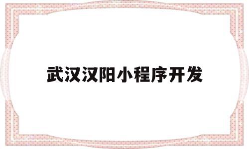 武汉汉阳小程序开发(小程序开发费用一览表)