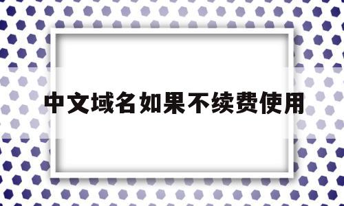 中文域名如果不续费使用(中文域名如果不续费使用怎么办)