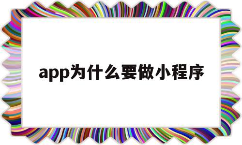 app为什么要做小程序(为什么要做app而不用web)