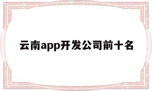 云南app开发公司前十名(云南app开发公司前十名排行榜)