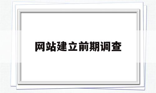 网站建立前期调查(网站建立前期调查报告)