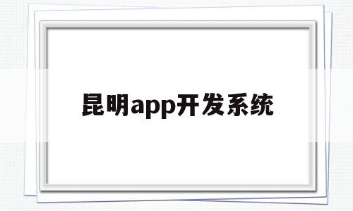 昆明app开发系统(昆明app软件专业开发公司)