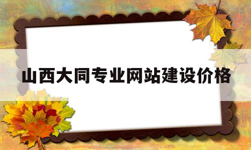 山西大同专业网站建设价格的简单介绍