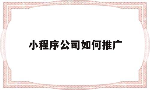 小程序公司如何推广(小程序公司怎么做推广)