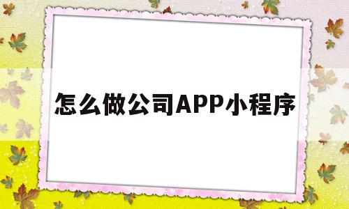 怎么做公司APP小程序(怎么创建自己公司的小程序)