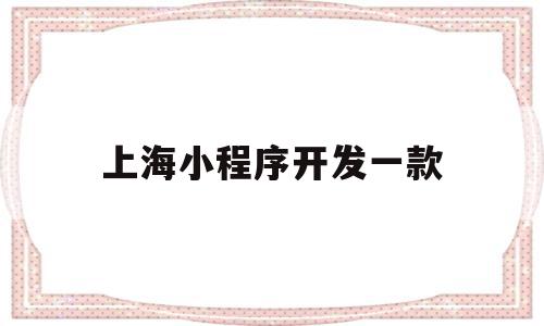 上海小程序开发一款(上海小程序开发公司排名)