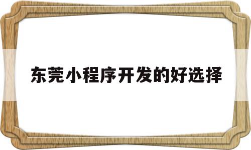 关于东莞小程序开发的好选择的信息