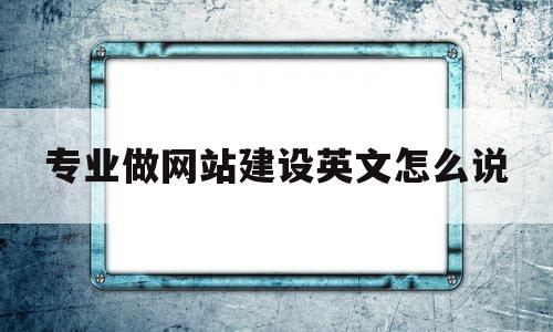 专业做网站建设英文怎么说(专业网站建设公司需要做好哪些方面的工作)