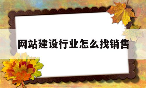 关于网站建设行业怎么找销售的信息