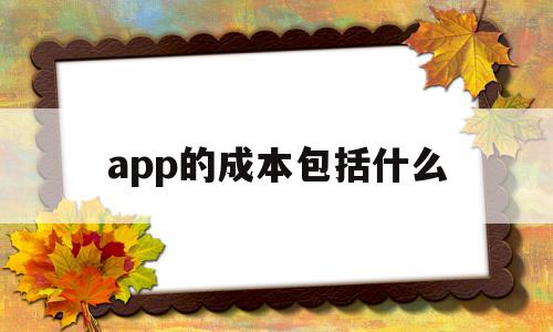 app的成本包括什么(app的成本包括什么部分)