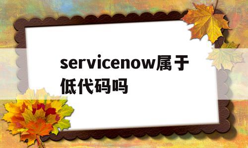 servicenow属于低代码吗的简单介绍,servicenow属于低代码吗的简单介绍,servicenow属于低代码吗,高级,第1张