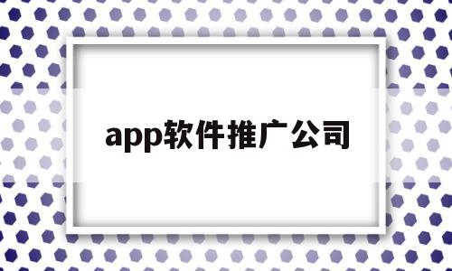 app软件推广公司(app软件推广公司排名)