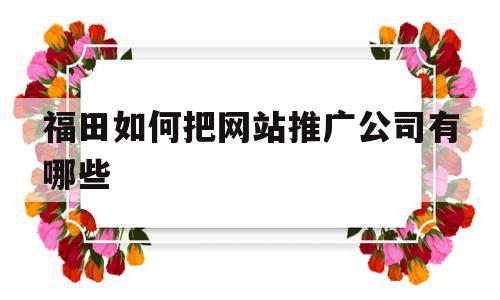 关于福田如何把网站推广公司有哪些的信息