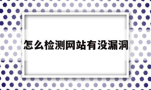 怎么检测网站有没漏洞(怎么检测网站有没漏洞呢)