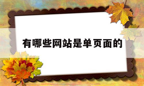 有哪些网站是单页面的(有哪些网站是单页面的网站)