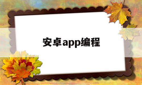 安卓app编程(安卓app编程软件)