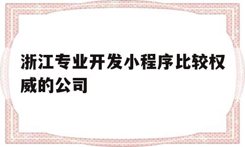 包含浙江专业开发小程序比较权威的公司的词条