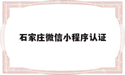 石家庄微信小程序认证(微信小程序认证是什么意思)