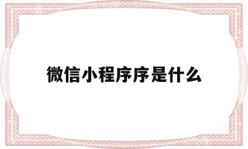 微信小程序序是什么(微信的小程序是干什么用的)