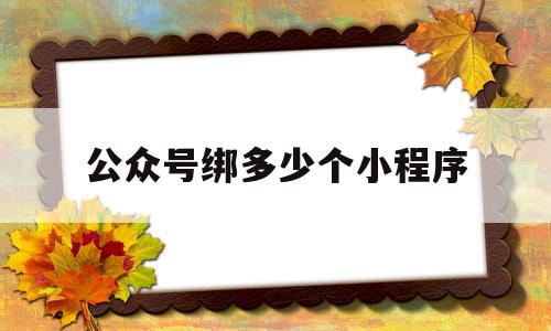 公众号绑多少个小程序(微信公众号可以绑定多少个小程序)