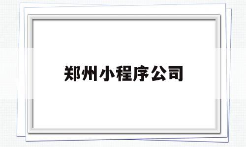 郑州小程序公司(郑州小程序开发制作公司)