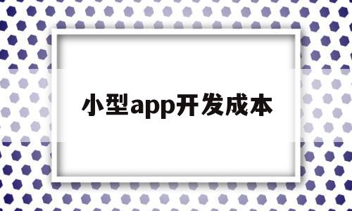 小型app开发成本(开发一款app的成本费用是多少)